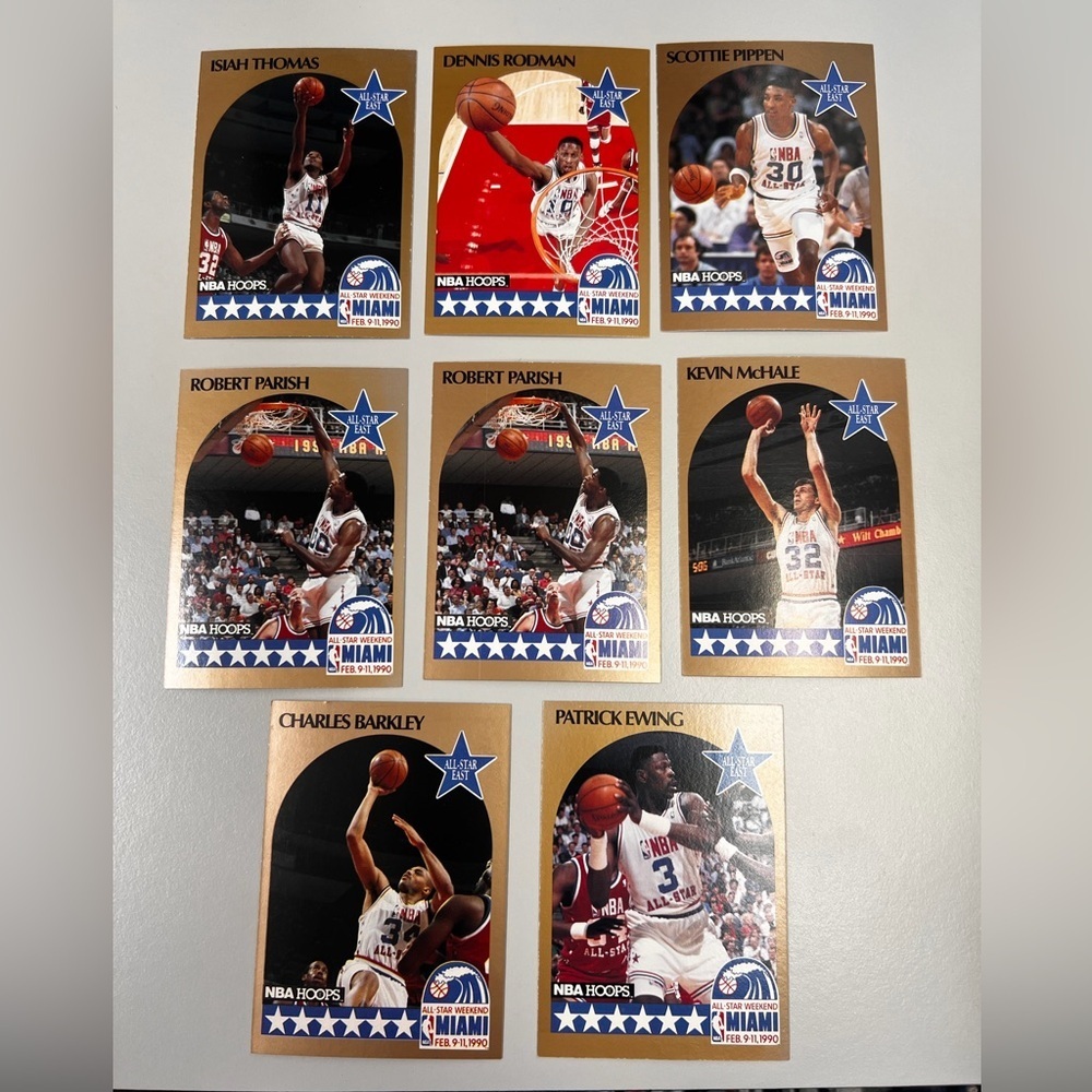 Vintage 1990-91 NBA Hoops Vintage All-Star East Basketball Card Set - 8 total